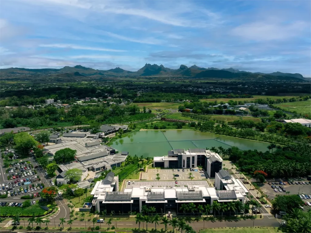 Aerial view of the Strand and surroundings